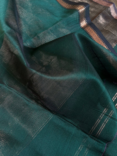 NAVMI : Handloom Silk-Cott Maheshwari Saree With Zari Border