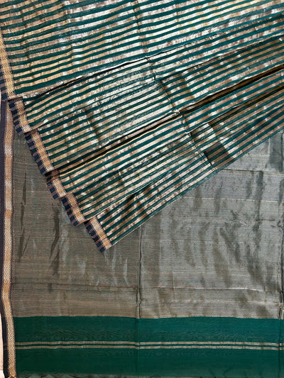 NAVMI : Handloom Silk-Cott Maheshwari Saree With Zari Border