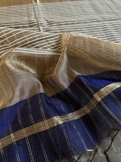 SAVITRI : Handloom Silk-Cott Maheshwari Saree With Zari Border