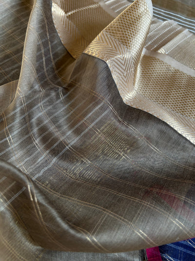 SAVITRI : Handloom Silk-Cott Maheshwari Saree With Zari Border