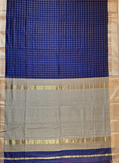 SAVITRI : Handloom Silk-Cott Maheshwari Saree With Zari Border