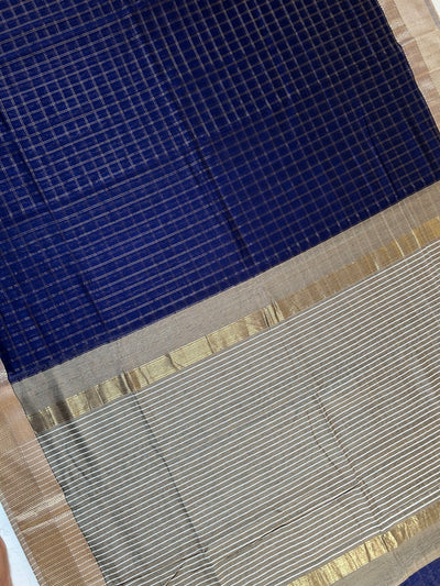 SAVITRI : Handloom Silk-Cott Maheshwari Saree With Zari Border