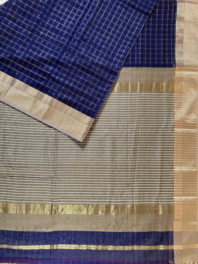 SAVITRI : Handloom Silk-Cott Maheshwari Saree With Zari Border