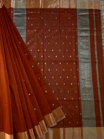 KRISHNA: Handloom Silk-Cott Maheshwari Saree With Zari Border