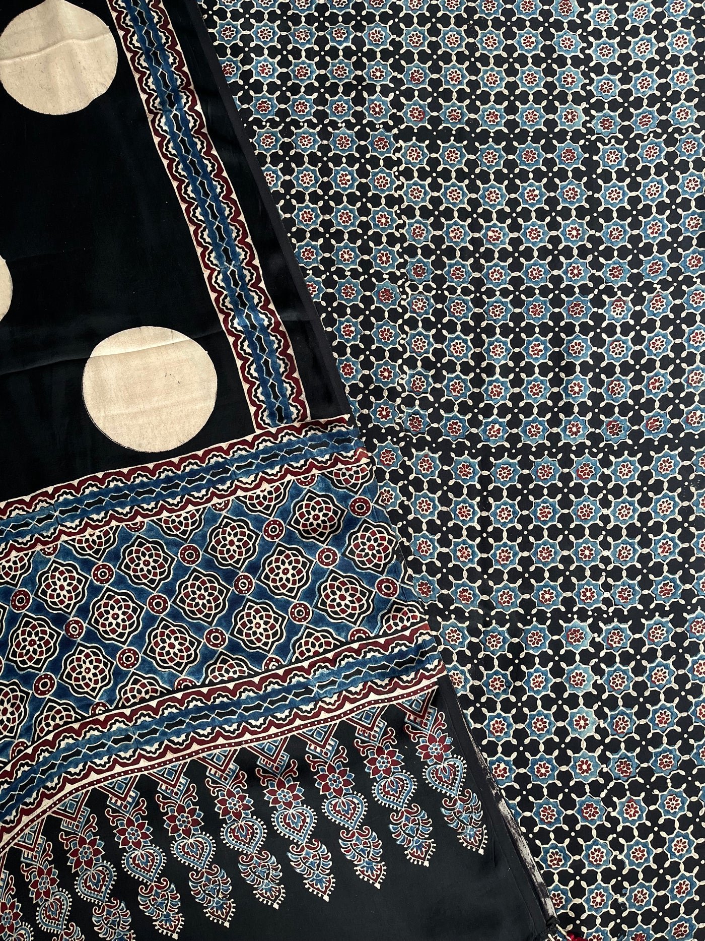 KALANK :Handblock Ajrakh Modal Silk Suit