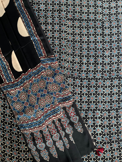 KALANK :Handblock Ajrakh Modal Silk Suit