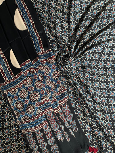 KALANK :Handblock Ajrakh Modal Silk Suit