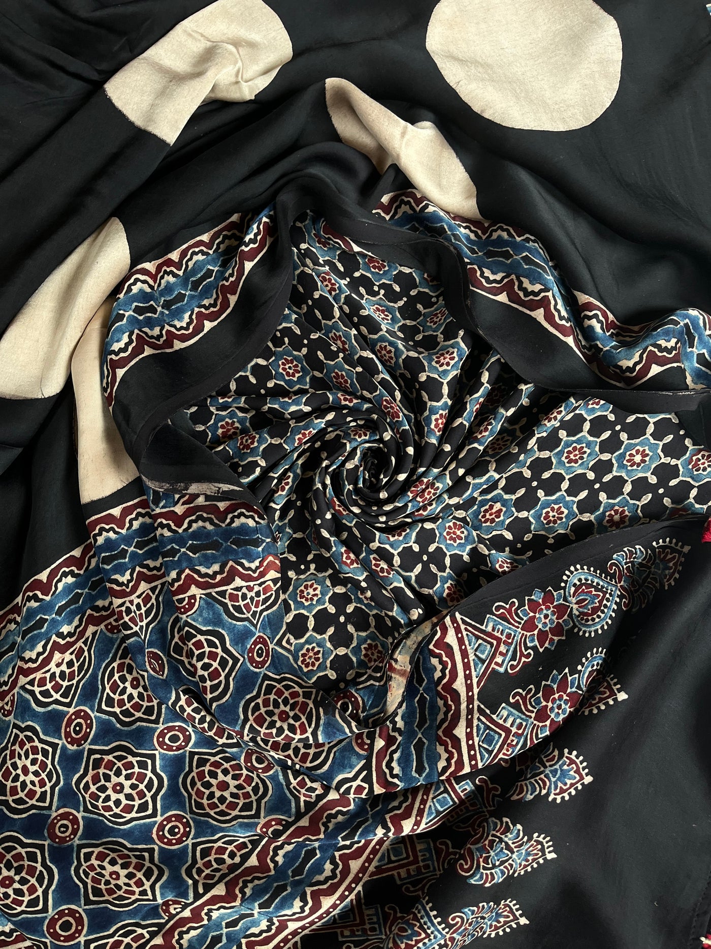 KALANK :Handblock Ajrakh Modal Silk Suit