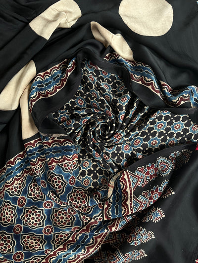 KALANK :Handblock Ajrakh Modal Silk Suit