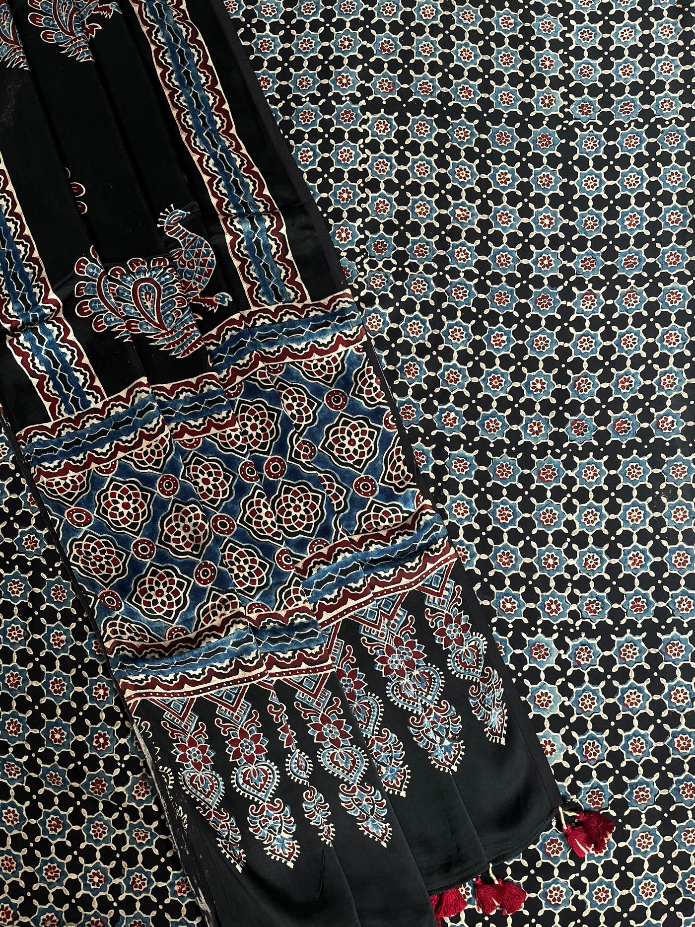 SWATI :Handblock Ajrakh Modal Silk Suit