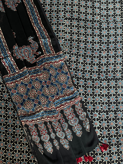 SWATI :Handblock Ajrakh Modal Silk Suit