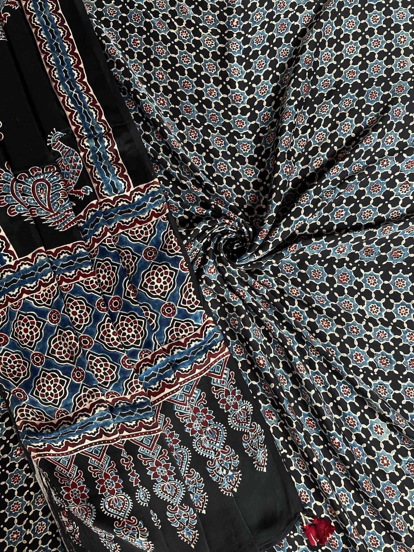 SWATI :Handblock Ajrakh Modal Silk Suit