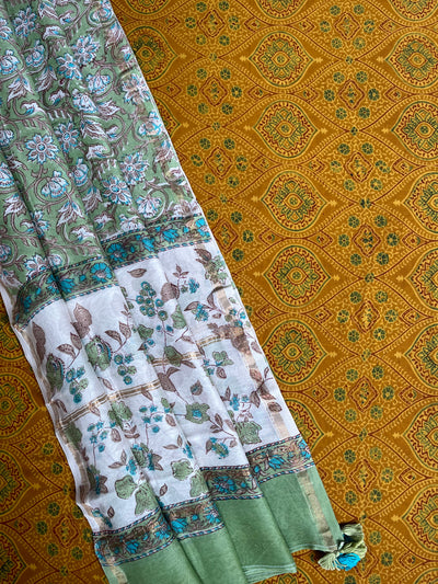 JUHI: HANDBLOCK PRINTED AJRAKH COTTON 3 PIECE SUIT SET WITH CHANDERI DUPATTA