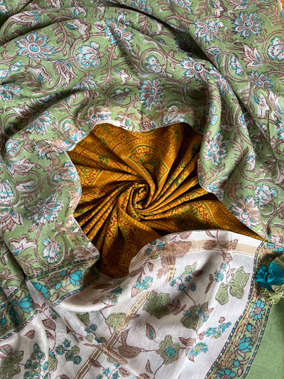 JUHI: HANDBLOCK PRINTED AJRAKH COTTON 3 PIECE SUIT SET WITH CHANDERI DUPATTA