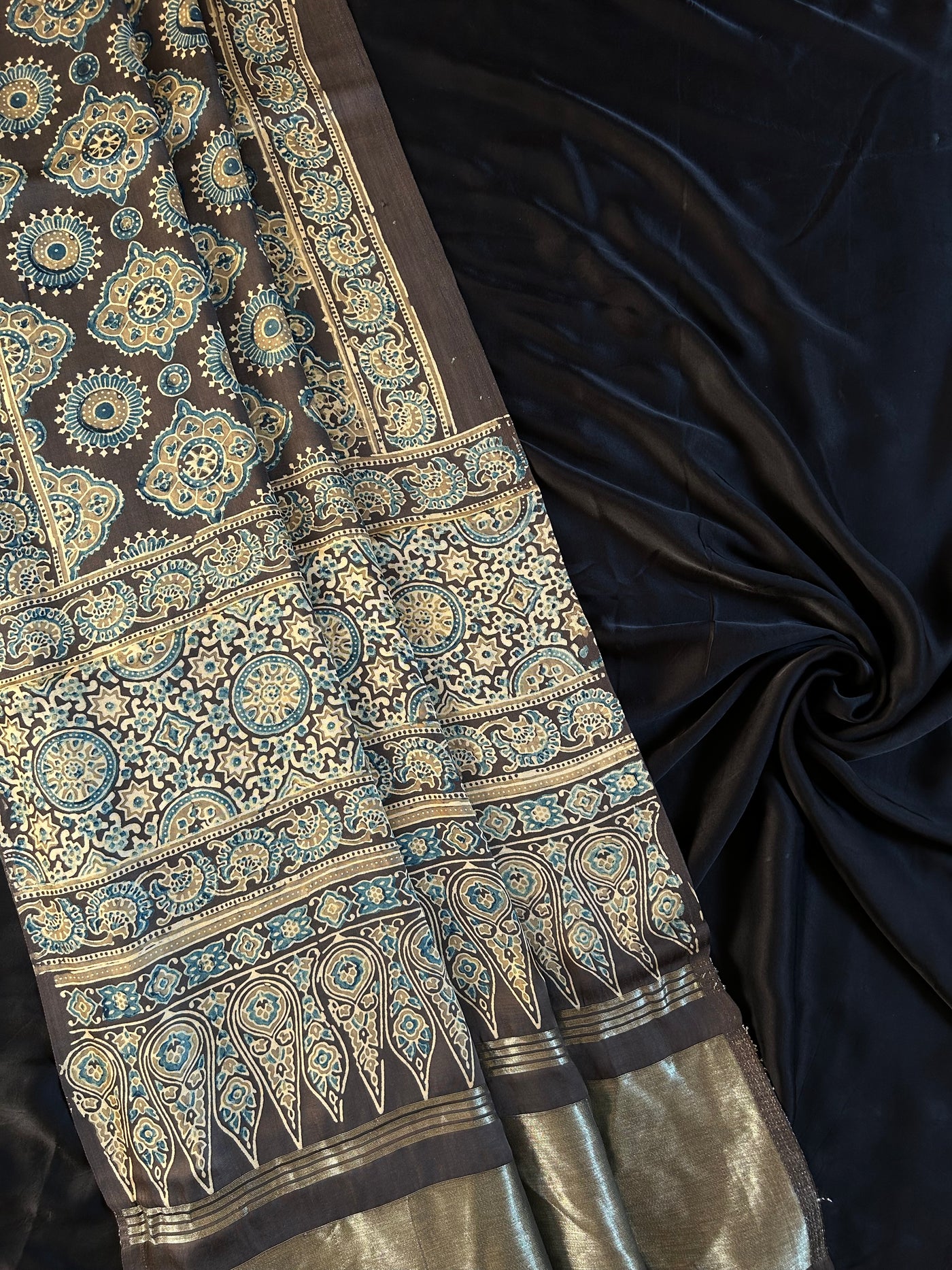 INAYAT: Handblock Ajrakh Modal Silk Suit