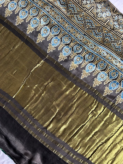 Koyal : AJRAKH BANDHEJ TISSUE MODAL SILK SAREE