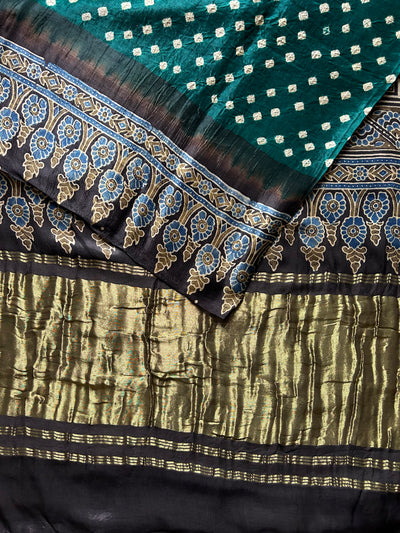 Koyal : AJRAKH BANDHEJ TISSUE MODAL SILK SAREE