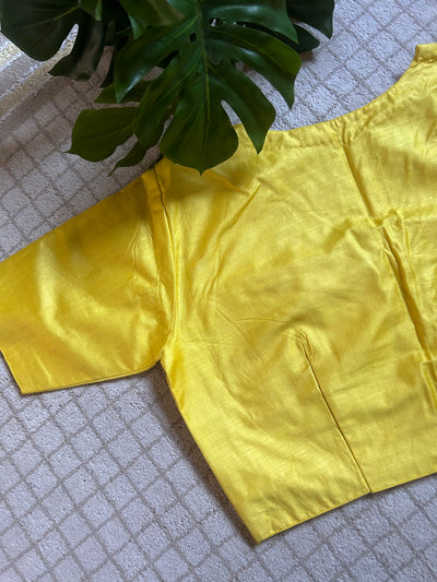 Yellow Silk: PURE SILK READYMADE BLOUSE