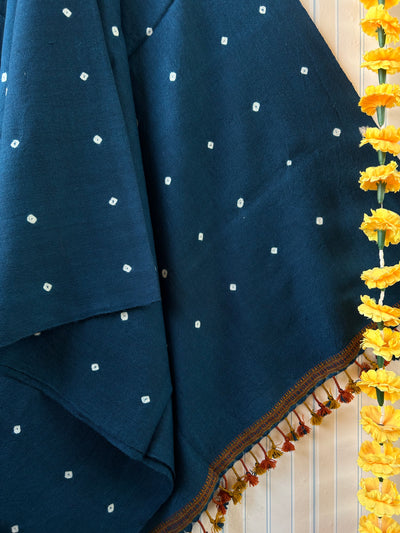 Mid Night Sky: Handloom Marino Wool bandni shawl