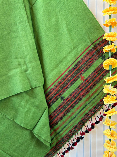 Parrot Green:Handloom Marino Wool shawl