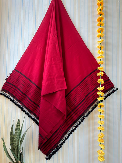 The Red Rose:Handloom Marino wool shawl