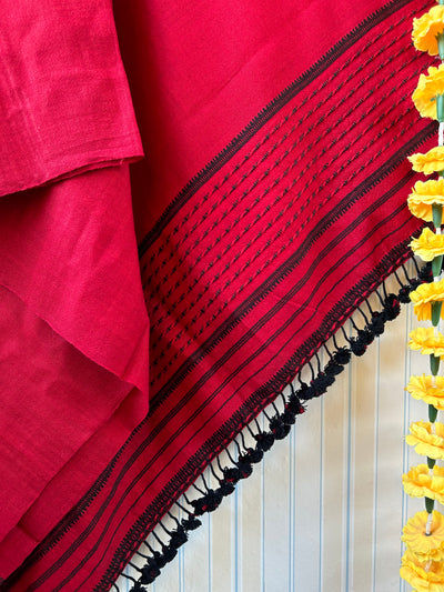 The Red Rose:Handloom Marino wool shawl