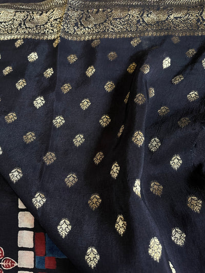 Rewa :Premium Dola Silk Meenakari Tissue Ajrakh