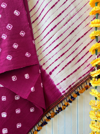 Purple&white:Handloom Marino Wool Tie&Dye shawl