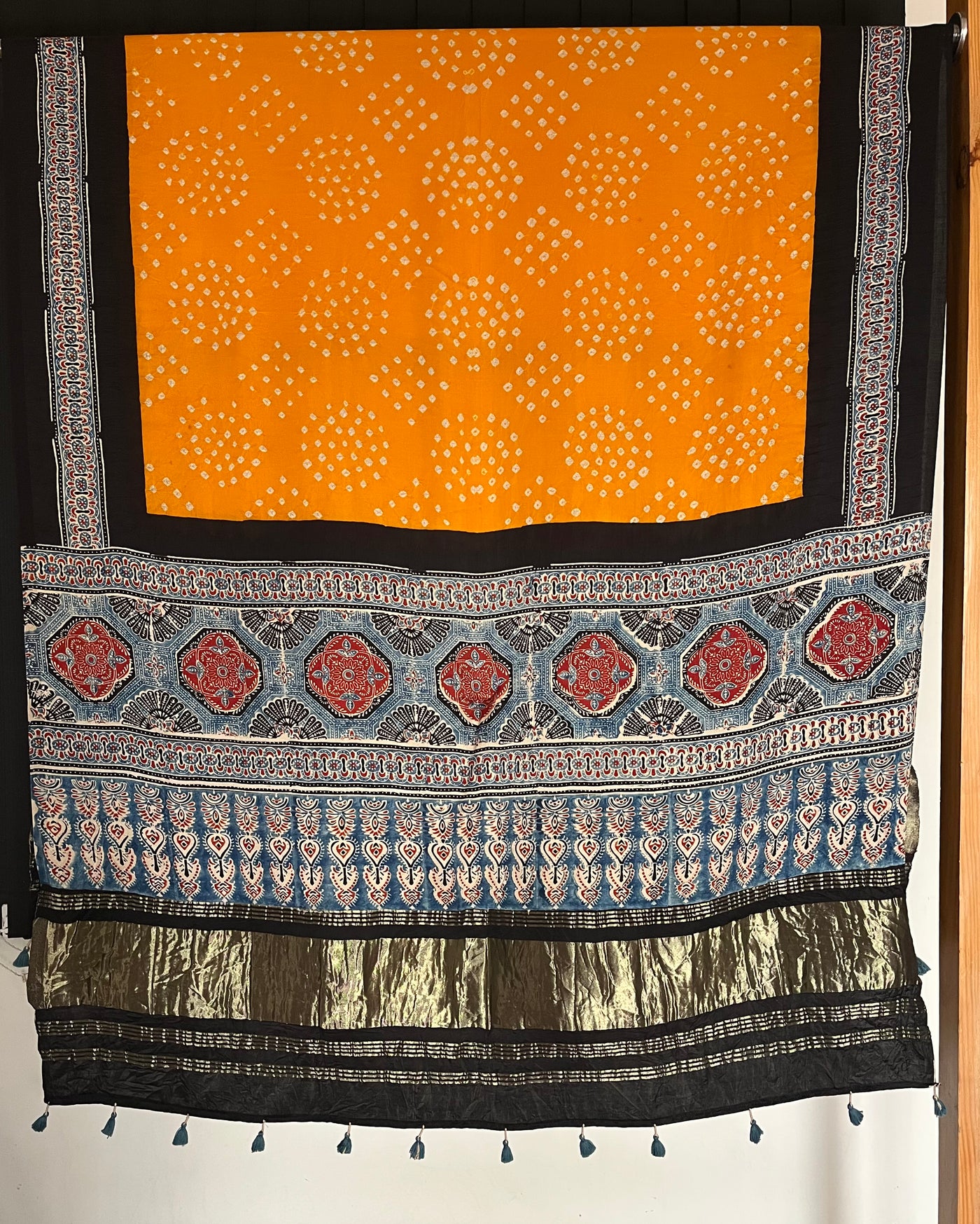 TARANG : HANDMADE BANDHANI AJRAKH MODAL SILK DUPATTA WITH TISSUE