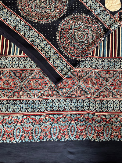 Riwaz: HANDBLOCK AJRAKH MODAL SILK SAREE