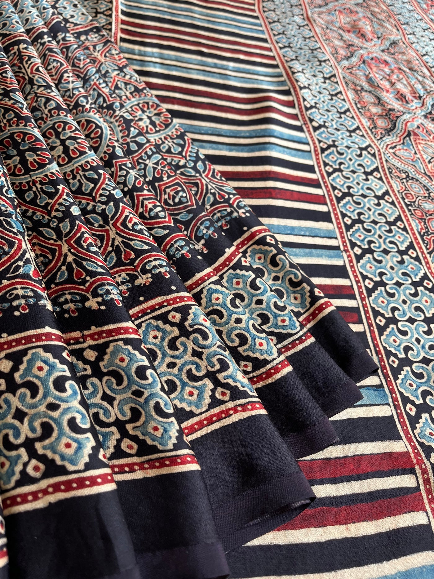 Riwaz: HANDBLOCK AJRAKH MODAL SILK SAREE
