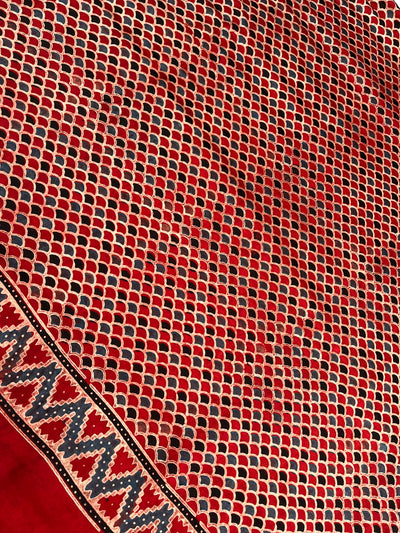 GHUNGROO: HANDBLOCK AJRAKH MODAL SILK SAREE