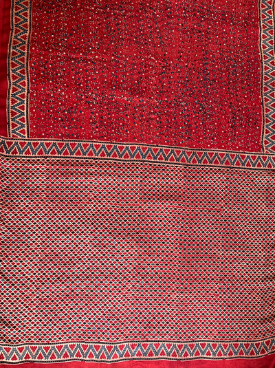GHUNGROO: HANDBLOCK AJRAKH MODAL SILK SAREE
