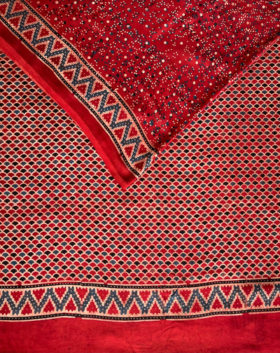 GHUNGROO: HANDBLOCK AJRAKH MODAL SILK SAREE