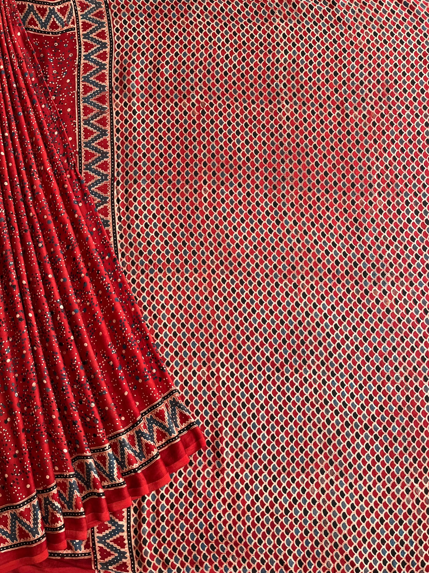 GHUNGROO: HANDBLOCK AJRAKH MODAL SILK SAREE