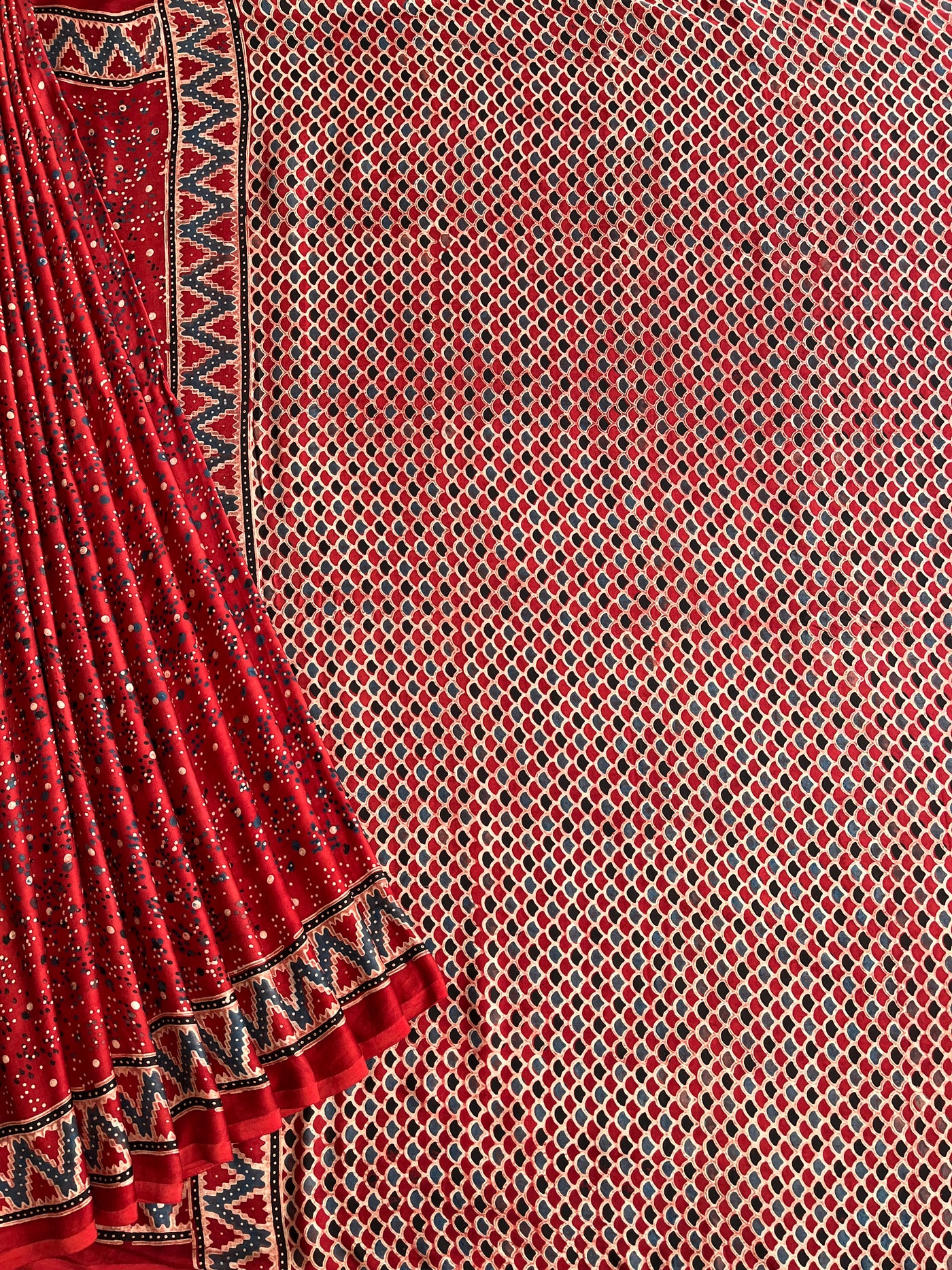 GHUNGROO: HANDBLOCK AJRAKH MODAL SILK SAREE