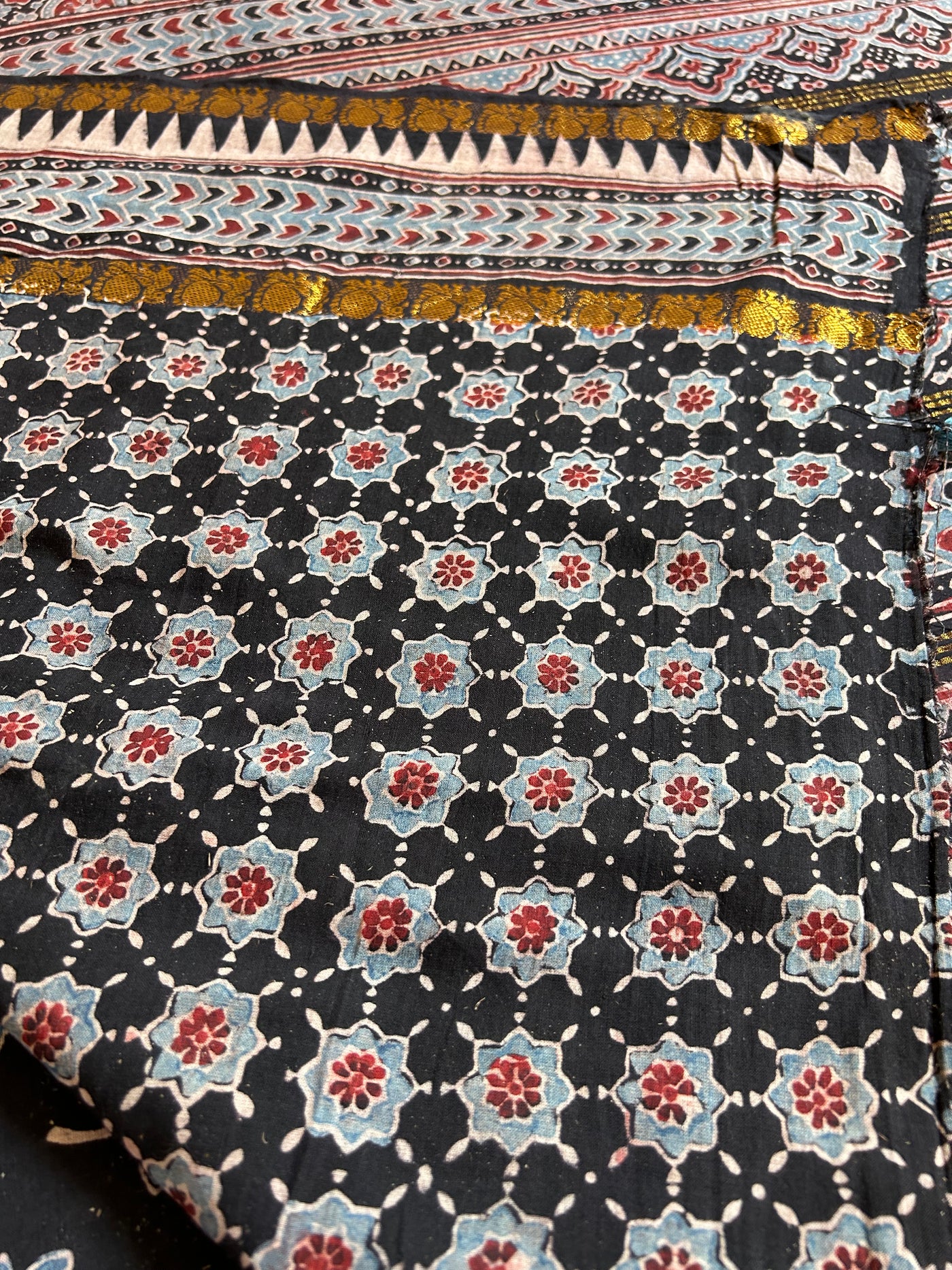 KRIPA: Handblock printed ajrakh madurai cotton saree