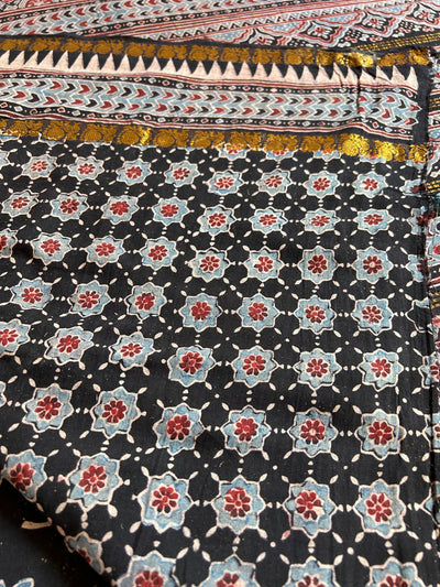 KRIPA: Handblock printed ajrakh madurai cotton saree