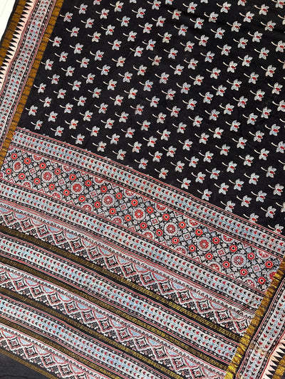KRIPA: Handblock printed ajrakh madurai cotton saree