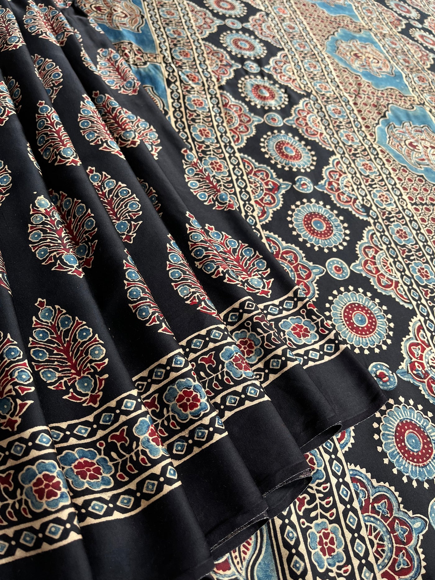 GOPIKA:HANDBLOCK AJRAKH MODAL SILK SAREE