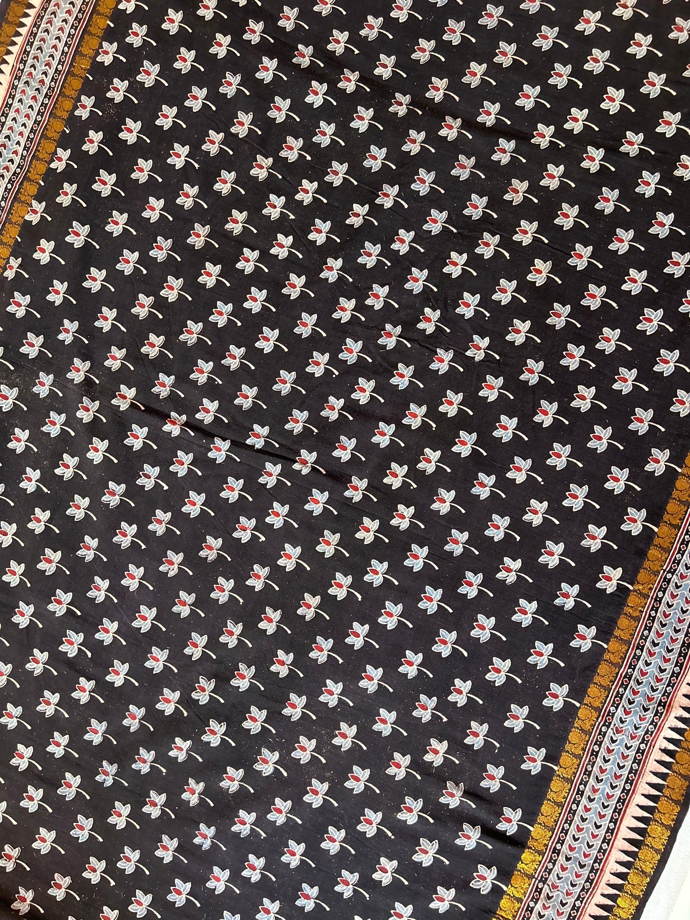 KRIPA: Handblock printed ajrakh madurai cotton saree