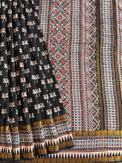 KRIPA: Handblock printed ajrakh madurai cotton saree