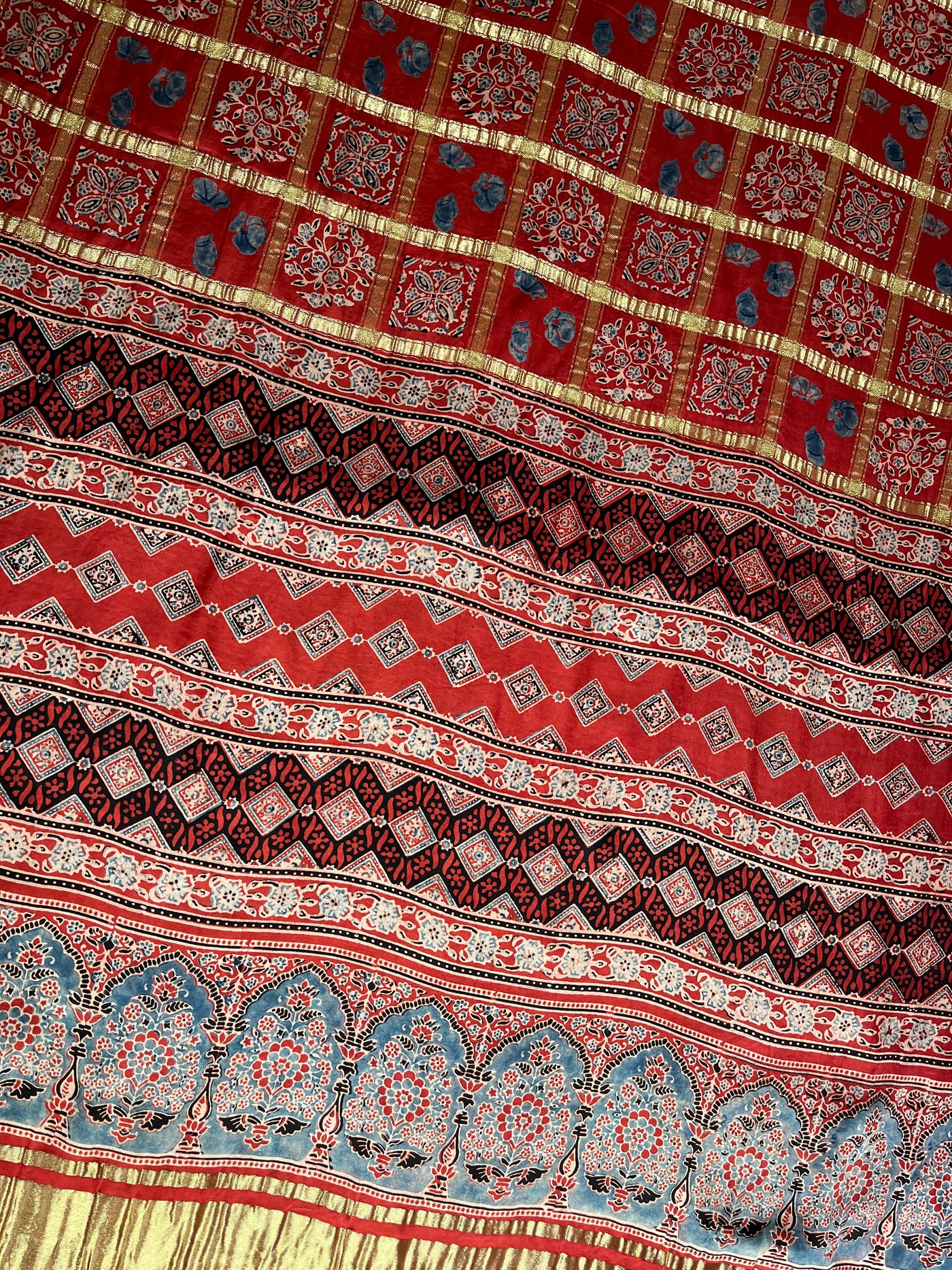 SAHINI:Handmade Gharchola Ajrakh Saree