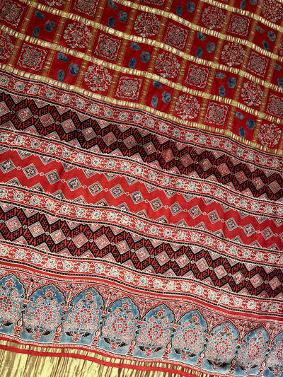 SAHINI:Handmade Gharchola Ajrakh Saree