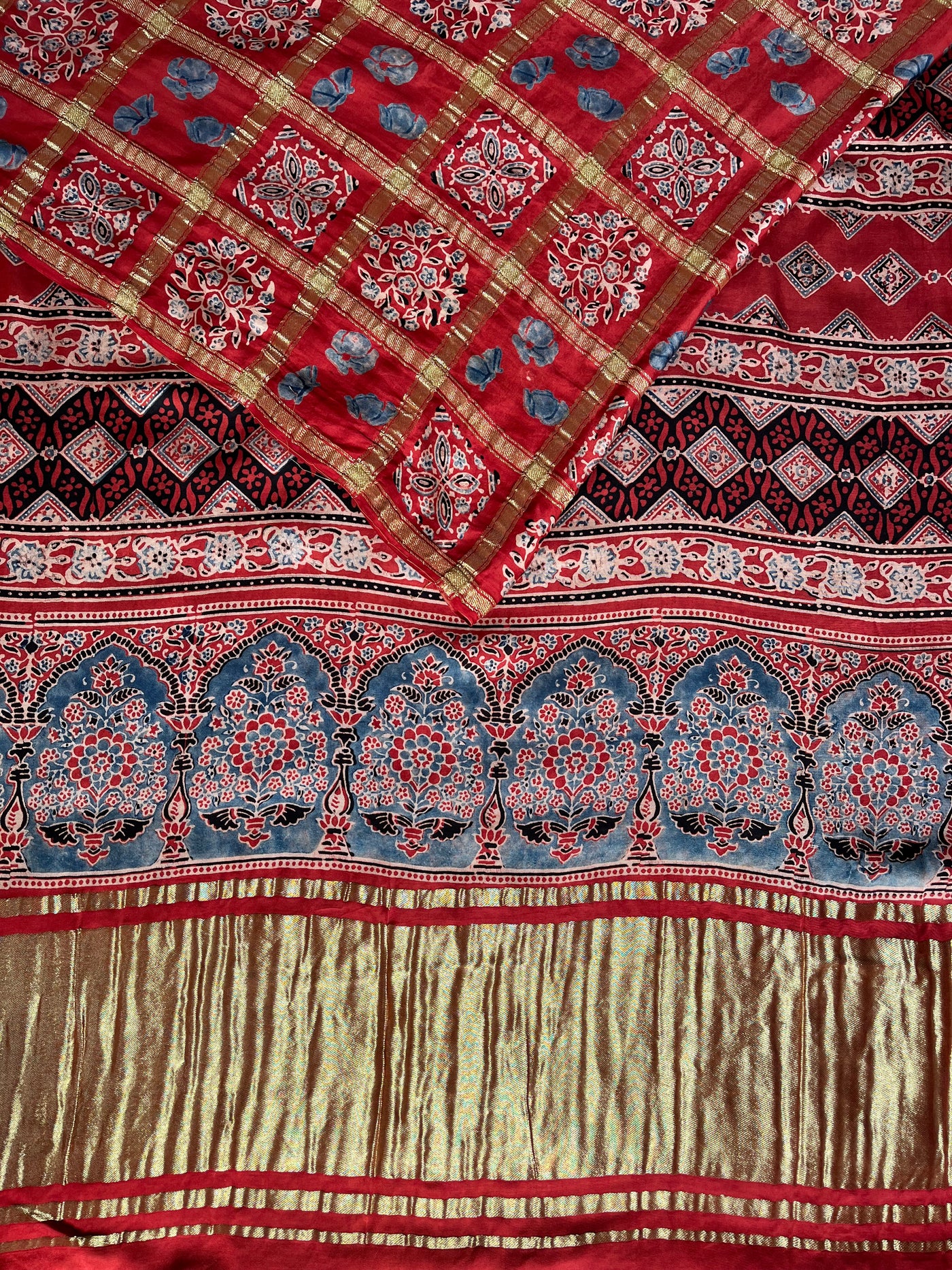 SAHINI:Handmade Gharchola Ajrakh Saree