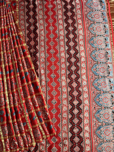 SAHINI:Handmade Gharchola Ajrakh Saree