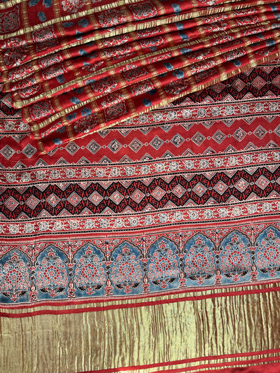 SAHINI:Handmade Gharchola Ajrakh Saree