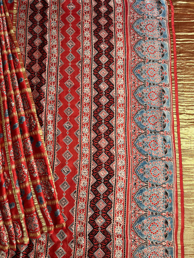 SAHINI:Handmade Gharchola Ajrakh Saree