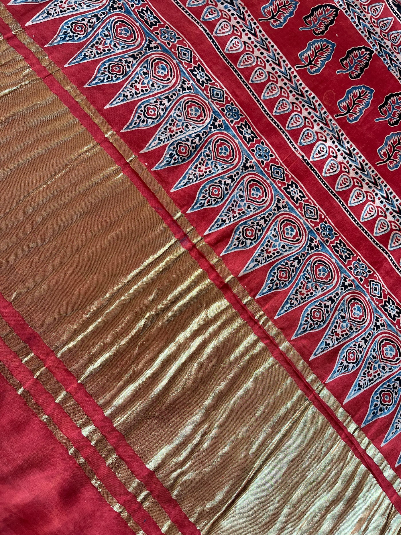 ANJINI:Handmade Gharchola Ajrakh Saree