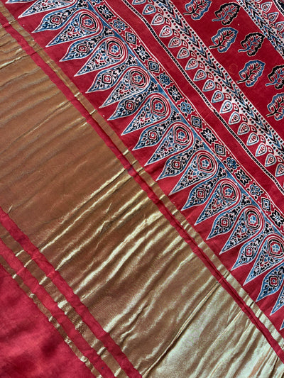 ANJINI:Handmade Gharchola Ajrakh Saree